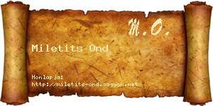 Miletits Ond névjegykártya